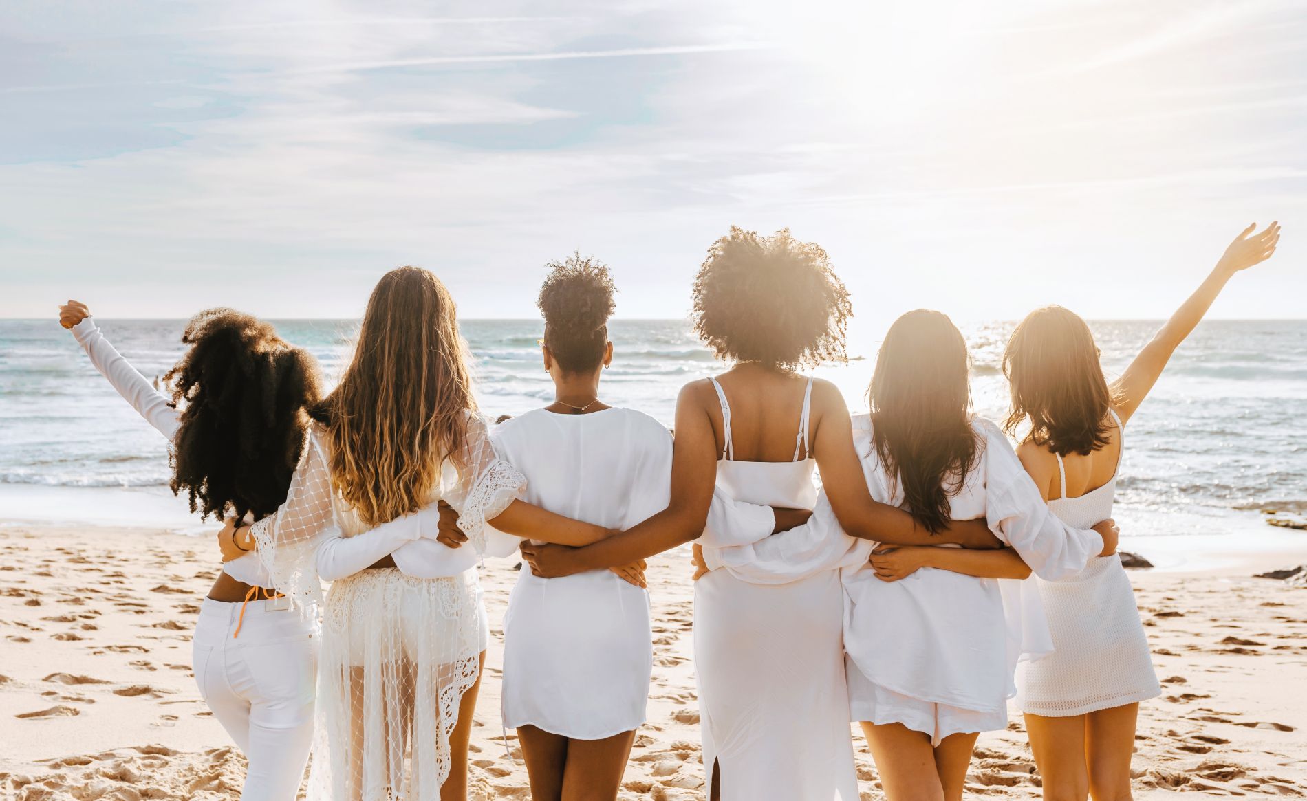 group of women at the beach